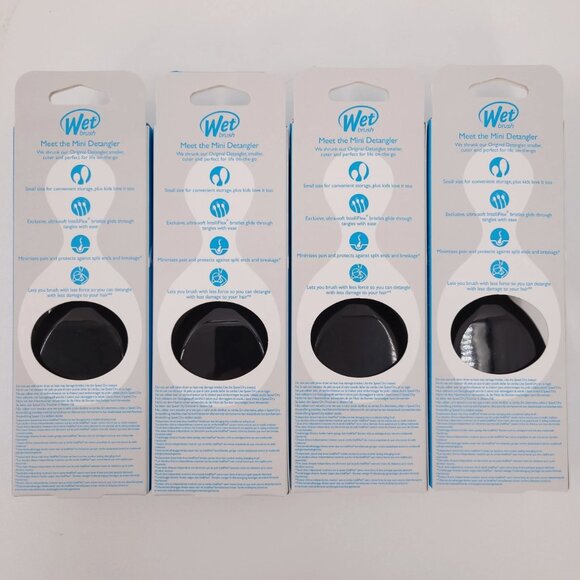 Wet Brush Mini Detangler Black Intellliflex Bristles 4 Pack‎ BWR832BLAC NEW - Picture 2 of 6